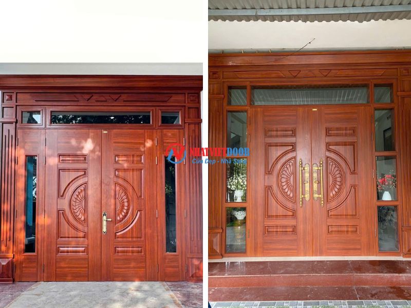 Mẫu cửa thép vân gỗ
