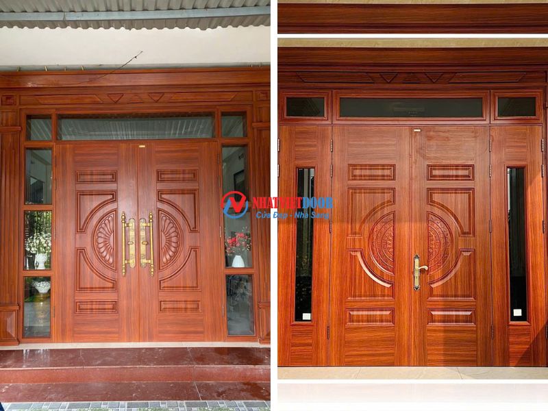 Mẫu cửa thép vân gỗ