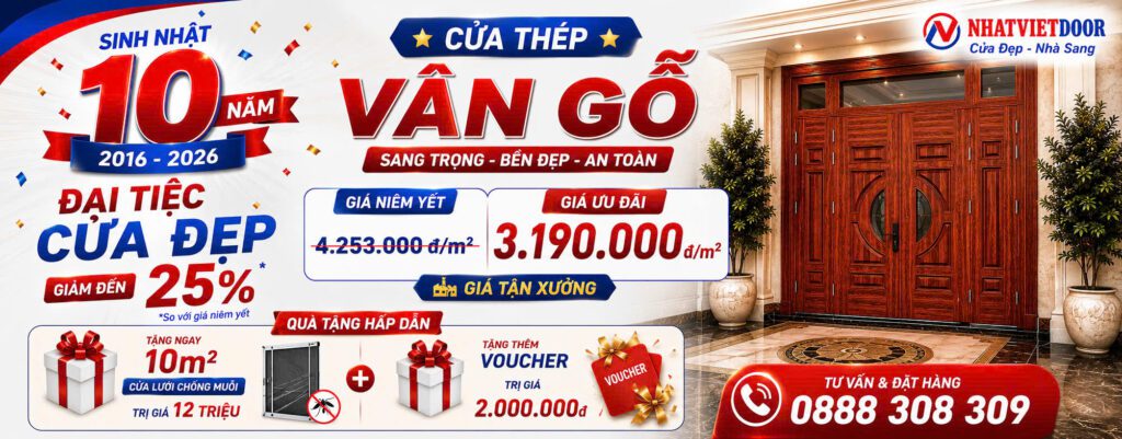 cửa thép vân gỗ