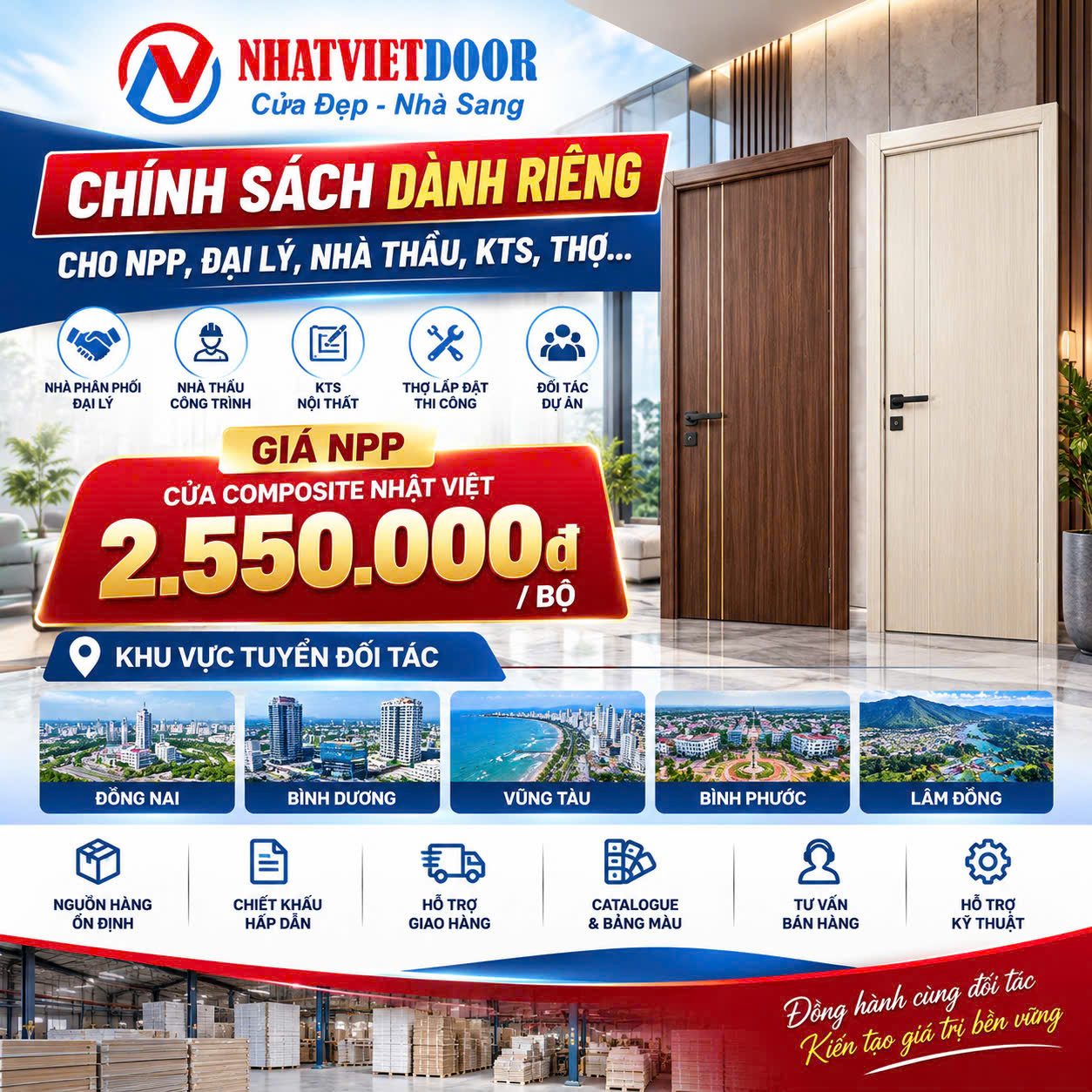 Tuyển nhà phân phối, đại lý cửa composite tại Bình Dương